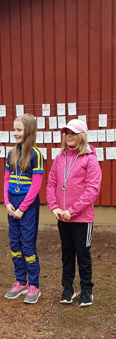 3–4-luokan voittajakaksikko Reetta Niemenmaa ja Peppi Kantojärvi.