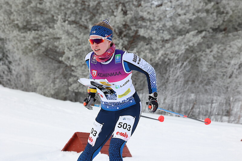 Kuva: Timo Mikkola. Johanna Naskali voitti kultaa hiihtosuunnistuksen EM-keskimatkalla Latvian Madonassa. Kisojen avauspäivänä Naskali saavutti sprintissä hopeaa. Arkistokuva on viime talven EM-kisoista.