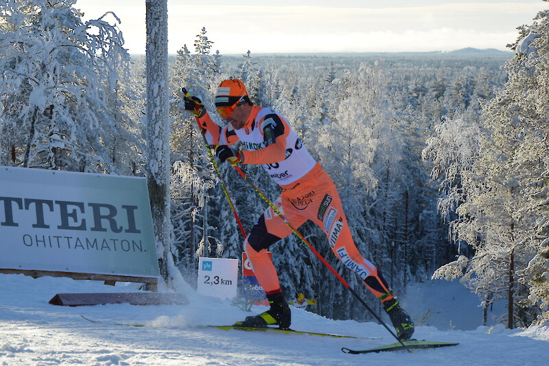 Ristomatti Hakola saavutti ensimmäisen MM-mitalinsa Oberstdorfin MM-kilpailuissa. Mitali oli myös Jämin Jänteen ensimmäinen kansainvälinen arvokisamitali. Kuva Pyhäjärven SM-hiihdoista. Kuva: Tero Vehkamäki