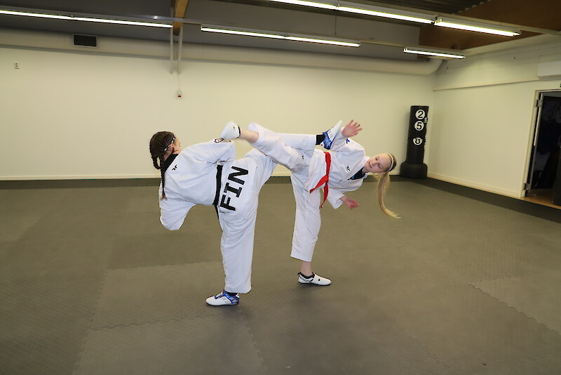 Ikaalislaista Mudo Sports -seuraa edustavat Enna Luiro ja Helmi-Alina Rinneheimo ylsivät mitaleille taekwondon SM-kisoissa. Arkistokuva.