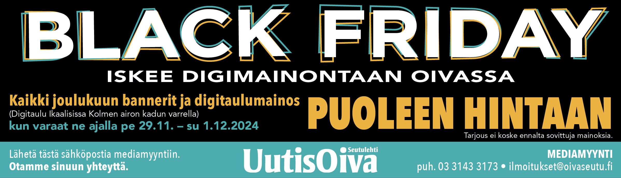 Paraatibanneri Oivan Black Friday bannerit