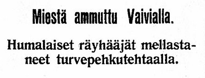 Alkoholi oli osana monessa rikoksessa. Juttu Hämeenkyrön Sanomista vuodelta 1933.